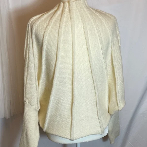 Elegant Cream Women's Poncho Sweater - Picture 4 of 4
